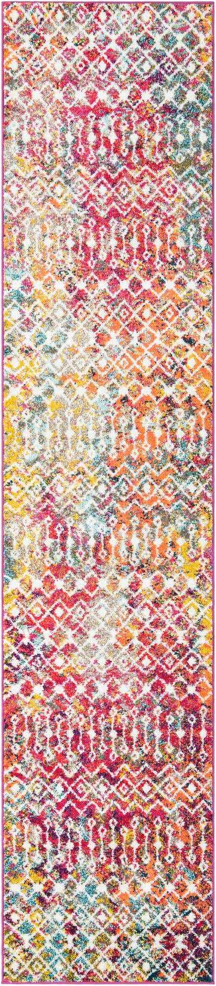 Multicolor 2' 7 x 12' Tribal Trellis Runner Area Rug Geometric Southwestern Inspired Durable Carpet for Home Interior Design for Sale at Rug Engine