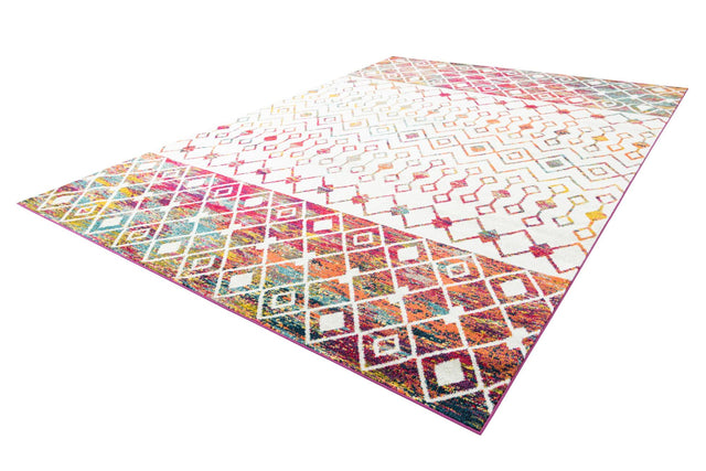 Ivory Multicolor 10' x 13' 1 Tribal Trellis Rectangle Area Rug Geometric Southwestern Inspired Durable Carpet for Home Interior Design for Sale at Rug Engine