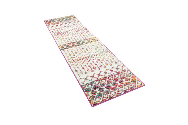 Ivory Multicolor 2' x 7' 1 Tribal Trellis Runner Area Rug Geometric Southwestern Inspired Durable Carpet for Home Interior Design for Sale at Rug Engine