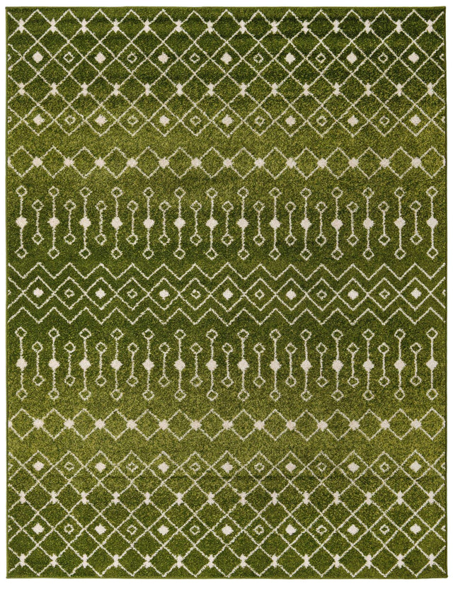 Green 7' 10 x 10' Tribal Trellis Rectangle Area Rug Geometric Southwestern Inspired Durable Carpet for Home Interior Design for Sale at Rug Engine