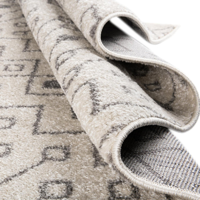 Ivory and Gray 7' 10 x 10' Tribal Trellis Oval Area Rug Geometric Southwestern Inspired Durable Carpet for Home Interior Design for Sale at Rug Engine