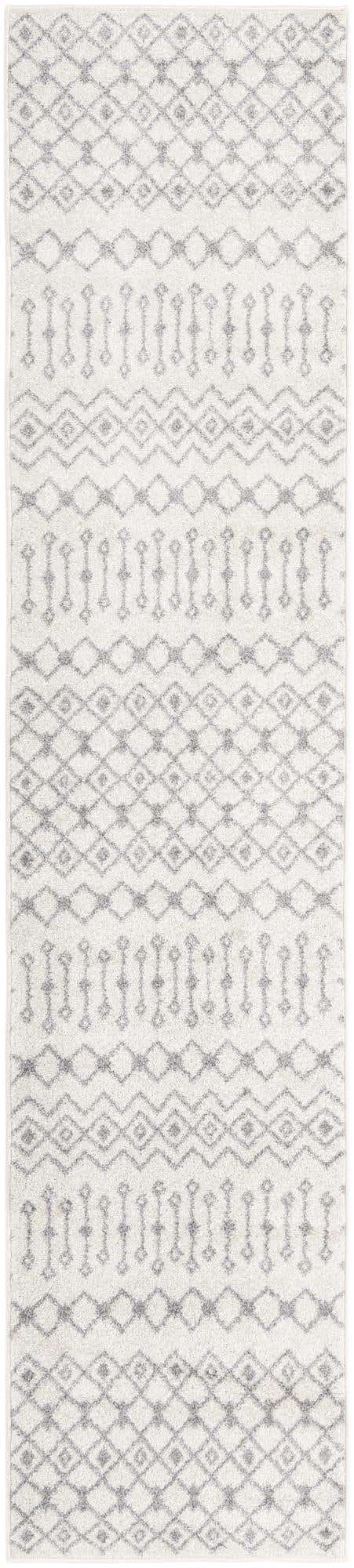 Ivory and Gray 2' 7 x 12' Tribal Trellis Runner Area Rug Geometric Southwestern Inspired Durable Carpet for Home Interior Design for Sale at Rug Engine
