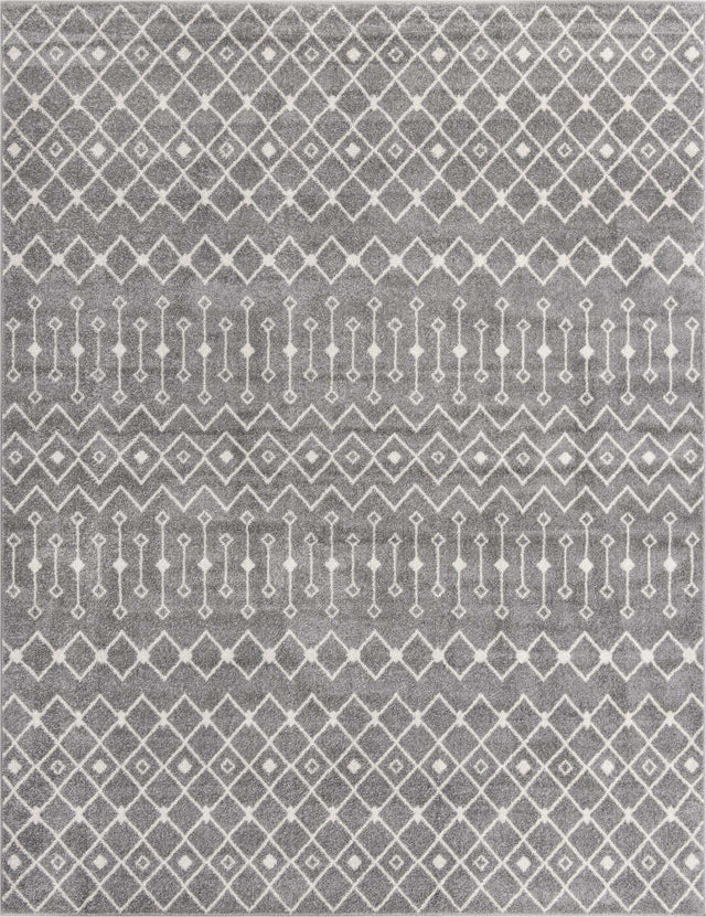 Gray 10' x 13' 1 Tribal Trellis Rectangle Area Rug Geometric Southwestern Inspired Durable Carpet for Home Interior Design for Sale at Rug Engine