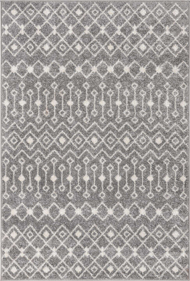 Gray 4' 1 x 6' 1 Tribal Trellis Rectangle Area Rug Geometric Southwestern Inspired Durable Carpet for Home Interior Design for Sale at Rug Engine