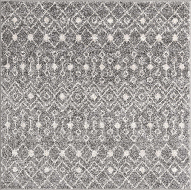 Gray 5' 3 x 5' 3 Tribal Trellis Square Area Rug Geometric Southwestern Inspired Durable Carpet for Home Interior Design for Sale at Rug Engine