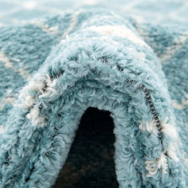 Aqua Blue 5' 3 x 8' Tribal Trellis Rectangle Area Rug Geometric Southwestern Inspired Durable Carpet for Home Interior Design for Sale at Rug Engine