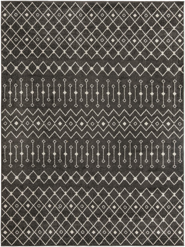 Dark Gray 10' 8 x 14' Tribal Trellis Rectangle Area Rug Geometric Southwestern Inspired Durable Carpet for Home Interior Design for Sale at Rug Engine