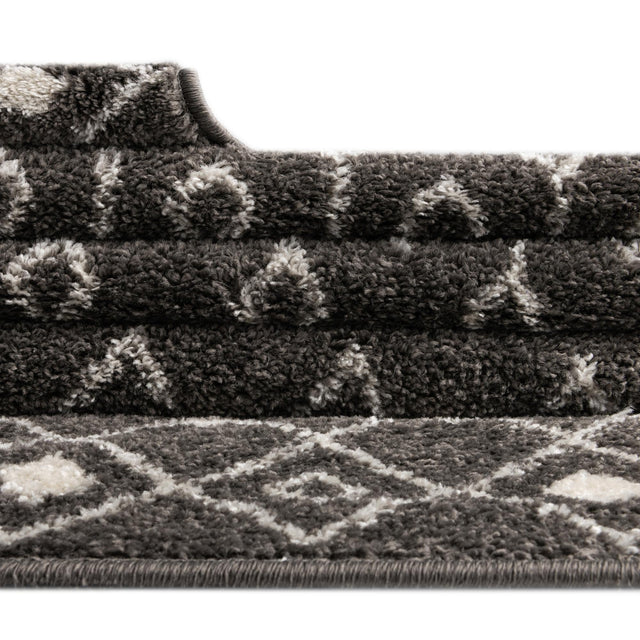 Dark Gray 4' x 6' Tribal Trellis Rectangle Area Rug Geometric Southwestern Inspired Durable Carpet for Home Interior Design for Sale at Rug Engine
