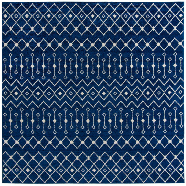 Navy Blue 10' x 10' Tribal Trellis Square Area Rug Geometric Southwestern Inspired Durable Carpet for Home Interior Design for Sale at Rug Engine