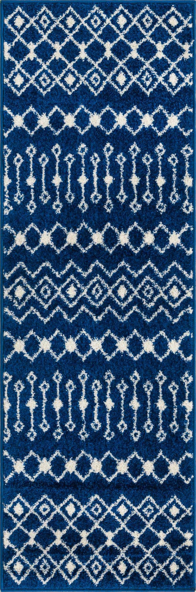 Navy Blue 2' x 6' 1 Tribal Trellis Runner Area Rug Geometric Southwestern Inspired Durable Carpet for Home Interior Design for Sale at Rug Engine