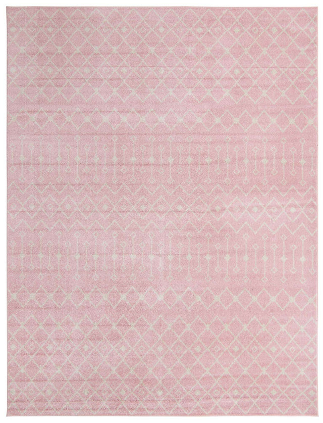 Pink 10' x 13' 1 Tribal Trellis Rectangle Area Rug Geometric Southwestern Inspired Durable Carpet for Home Interior Design for Sale at Rug Engine