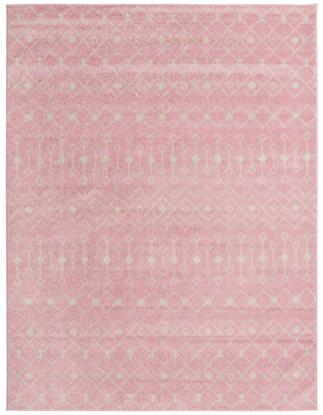 Pink 7' 10 x 10' Tribal Trellis Rectangle Area Rug Geometric Southwestern Inspired Durable Carpet for Home Interior Design for Sale at Rug Engine