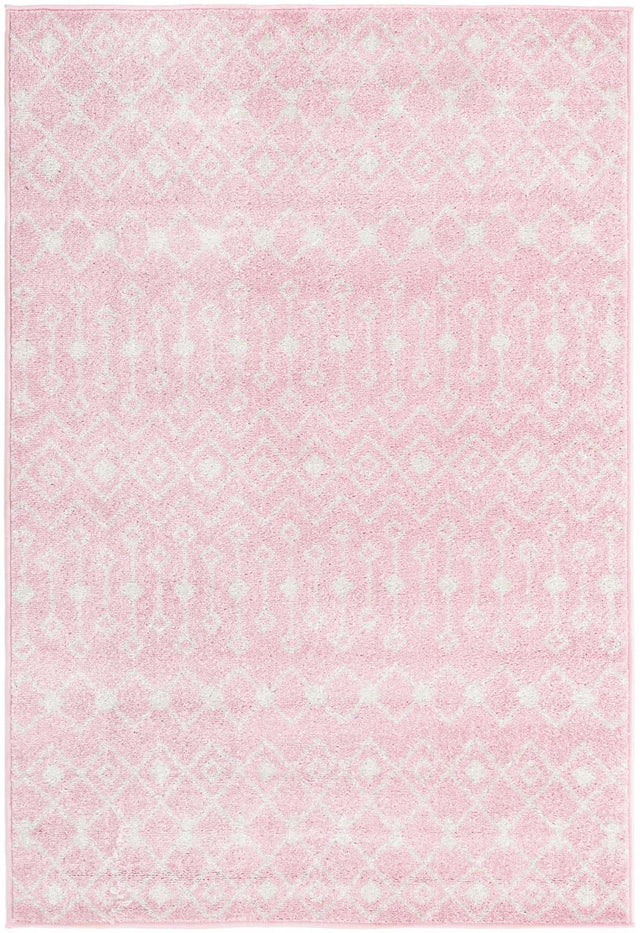 Pink 4' 1 x 6' 1 Tribal Trellis Rectangle Area Rug Geometric Southwestern Inspired Durable Carpet for Home Interior Design for Sale at Rug Engine