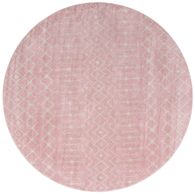Pink 10' x 10' Tribal Trellis Round Area Rug Geometric Southwestern Inspired Durable Carpet for Home Interior Design for Sale at Rug Engine