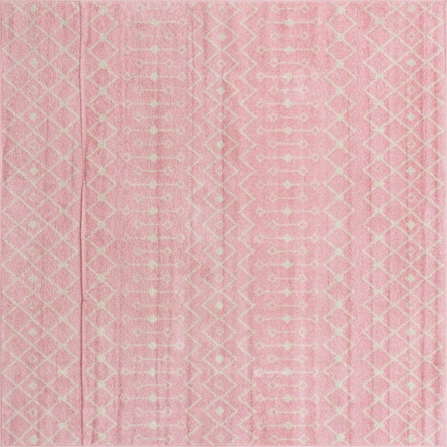Pink 10' x 10' Tribal Trellis Square Area Rug Geometric Southwestern Inspired Durable Carpet for Home Interior Design for Sale at Rug Engine