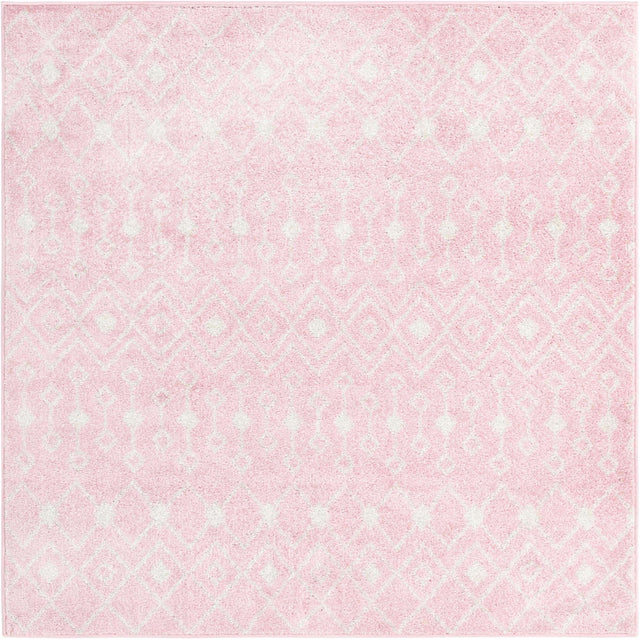 Pink 5' 3 x 5' 3 Tribal Trellis Square Area Rug Geometric Southwestern Inspired Durable Carpet for Home Interior Design for Sale at Rug Engine