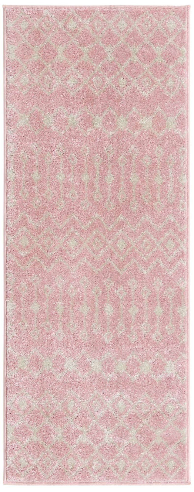 Pink 2' x 5' 3 Tribal Trellis Runner Area Rug Geometric Southwestern Inspired Durable Carpet for Home Interior Design for Sale at Rug Engine