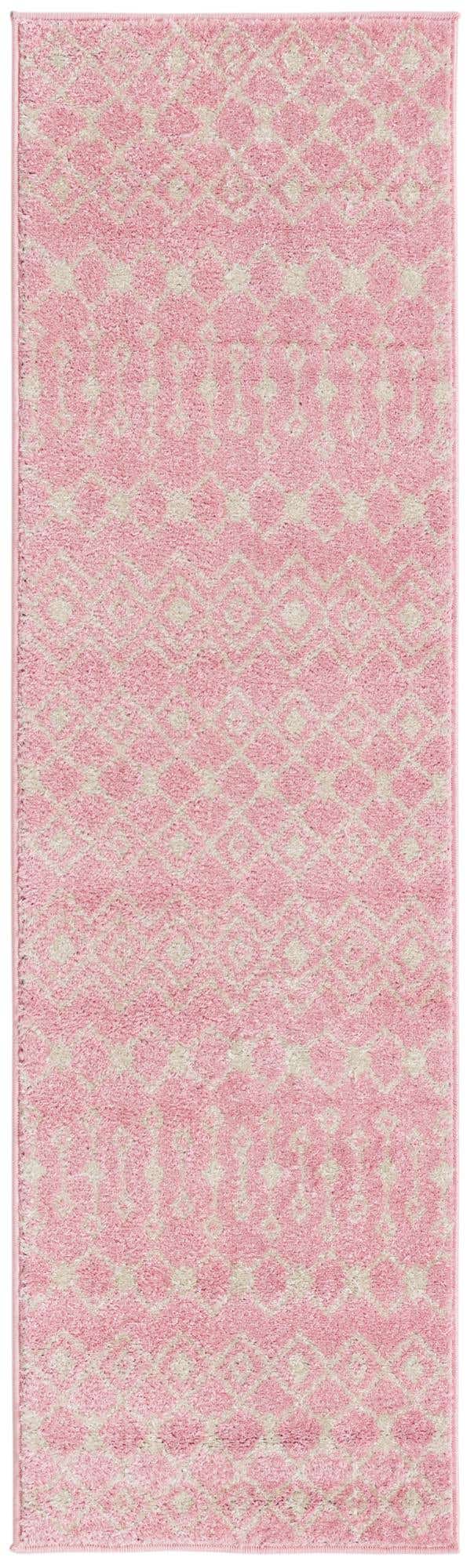 Pink 2' x 7' 1 Tribal Trellis Runner Area Rug Geometric Southwestern Inspired Durable Carpet for Home Interior Design for Sale at Rug Engine