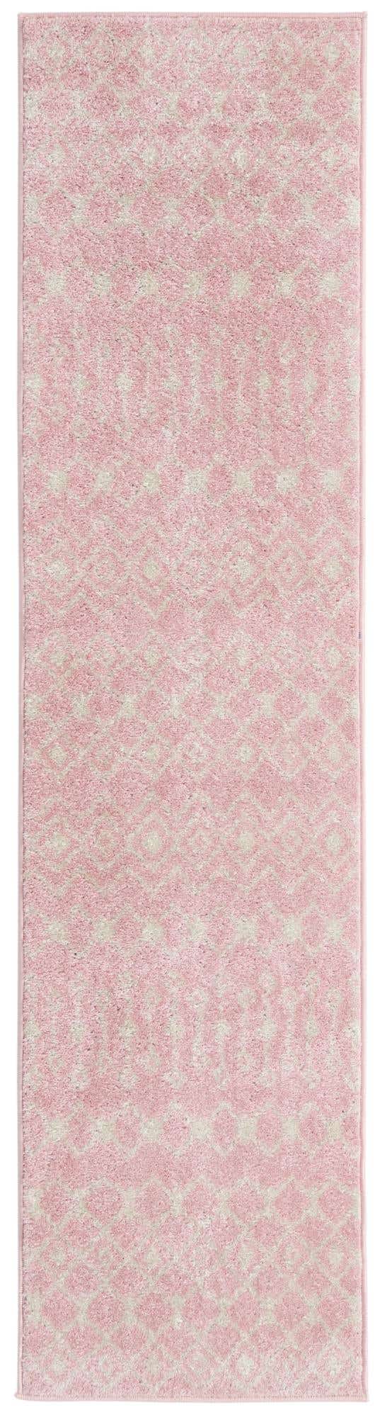 Pink 2' x 8' Tribal Trellis Runner Area Rug Geometric Southwestern Inspired Durable Carpet for Home Interior Design for Sale at Rug Engine