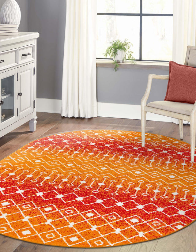 Orange and Red 4' x 6' Tribal Trellis Oval Area Rug Geometric Southwestern Inspired Durable Carpet for Home Interior Design for Sale at Rug Engine