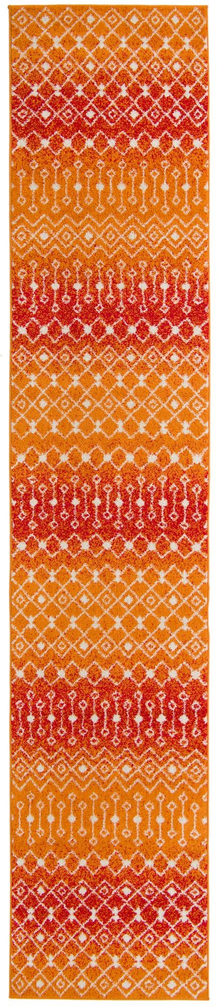 Orange and Red 3' 3 x 16' 5 Tribal Trellis Runner Area Rug Geometric Southwestern Inspired Durable Carpet for Home Interior Design for Sale at Rug Engine