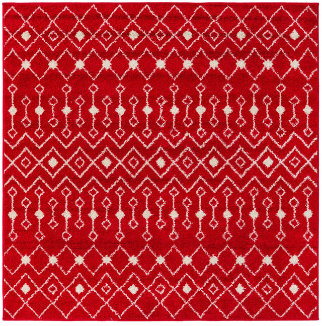 Burgundy Red 6' x 6' Tribal Trellis Square Area Rug Geometric Southwestern Inspired Durable Carpet for Home Interior Design for Sale at Rug Engine