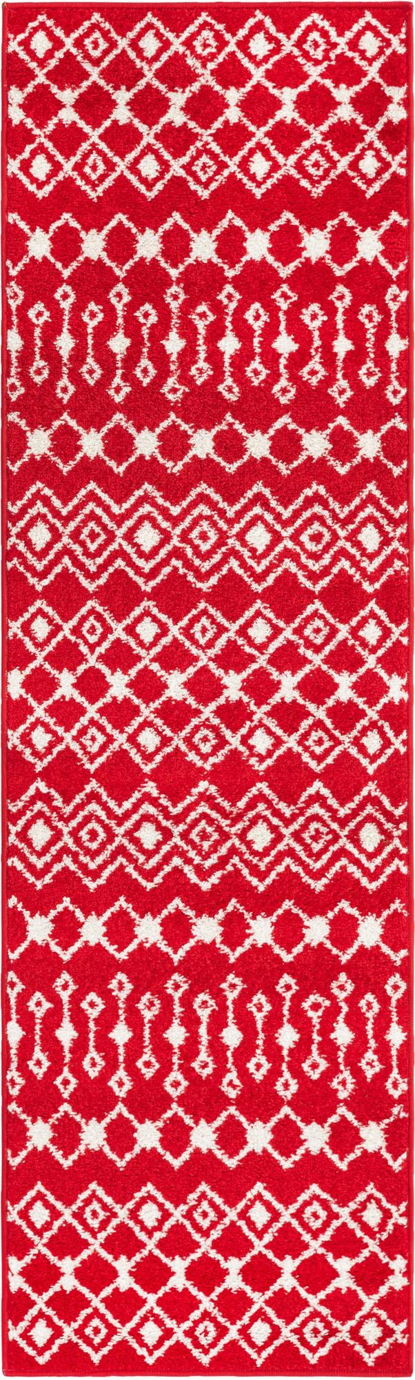 Burgundy Red 2' x 7' Tribal Trellis Runner Area Rug Geometric Southwestern Inspired Durable Carpet for Home Interior Design for Sale at Rug Engine