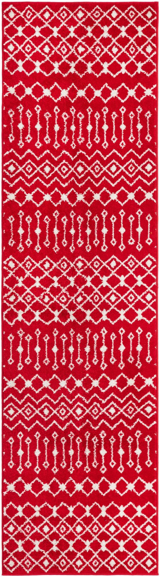 Burgundy Red 2' 7 x 10' Tribal Trellis Runner Area Rug Geometric Southwestern Inspired Durable Carpet for Home Interior Design for Sale at Rug Engine