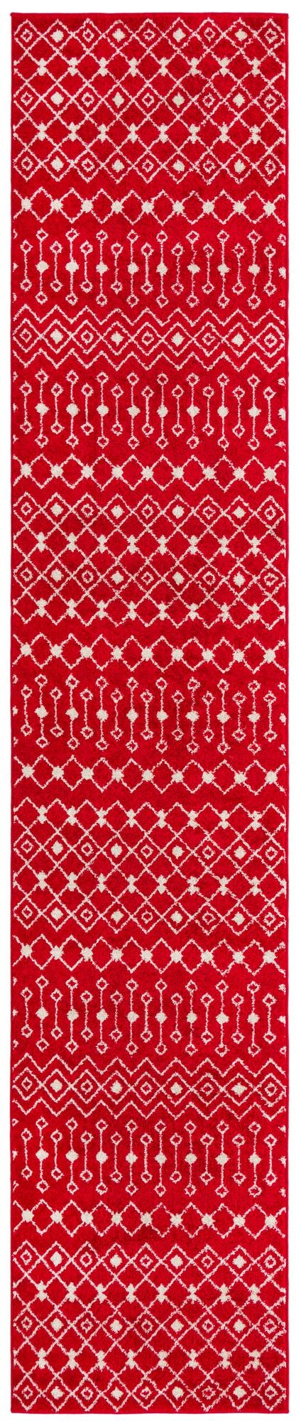 Burgundy Red 3' 3 x 16' 5 Tribal Trellis Runner Area Rug Geometric Southwestern Inspired Durable Carpet for Home Interior Design for Sale at Rug Engine
