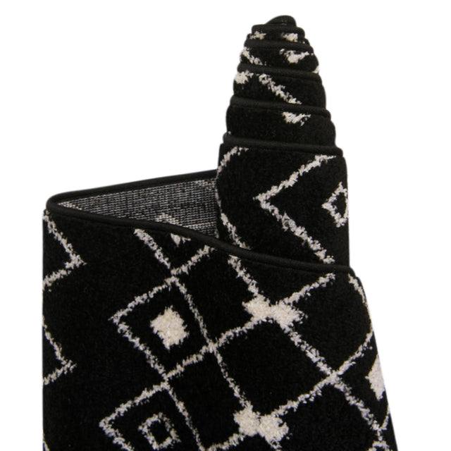 Black and White 10' 8 x 14' Tribal Trellis Rectangle Area Rug Geometric Southwestern Inspired Durable Carpet for Home Interior Design for Sale at Rug Engine