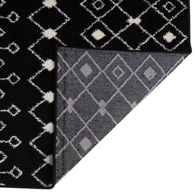 Black and White 6' 1 x 6' 1 Tribal Trellis Square Area Rug Geometric Southwestern Inspired Durable Carpet for Home Interior Design for Sale at Rug Engine