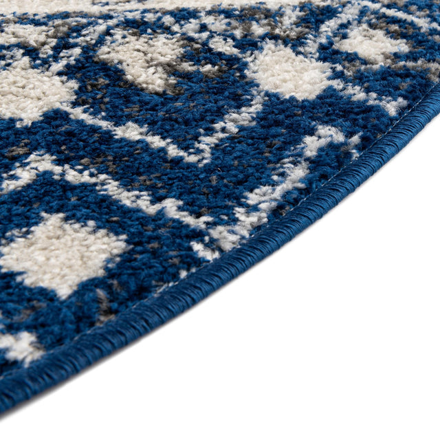 Ivory Navy Blue 4' x 6' Tribal Trellis Oval Area Rug Geometric Southwestern Inspired Durable Carpet for Home Interior Design for Sale at Rug Engine