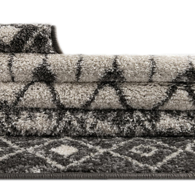 Ivory and Gray 6' 1 x 9' Tribal Trellis Rectangle Area Rug Geometric Southwestern Inspired Durable Carpet for Home Interior Design for Sale at Rug Engine