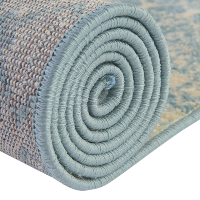 Ivory Blue 6' 1 x 6' 1 Tribal Trellis Square Area Rug Geometric Southwestern Inspired Durable Carpet for Home Interior Design for Sale at Rug Engine