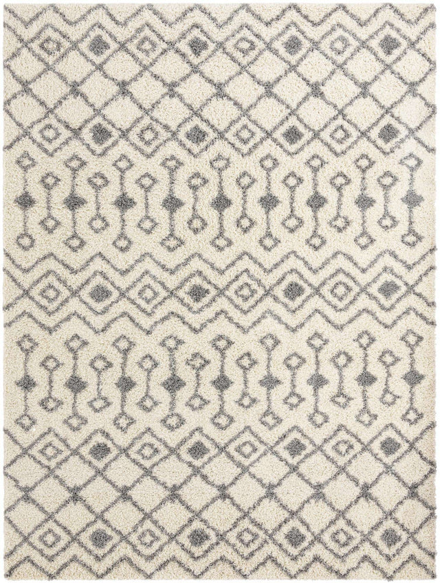 Ivory 10' 8 x 14' Moroccan Trellis Shag Rectangle Area Rug Thick Soft Touch Fluffy & Plush Shaggy Pile 100% Polypropylene Geometric Traditional Carpet for Sale at Rug Engine