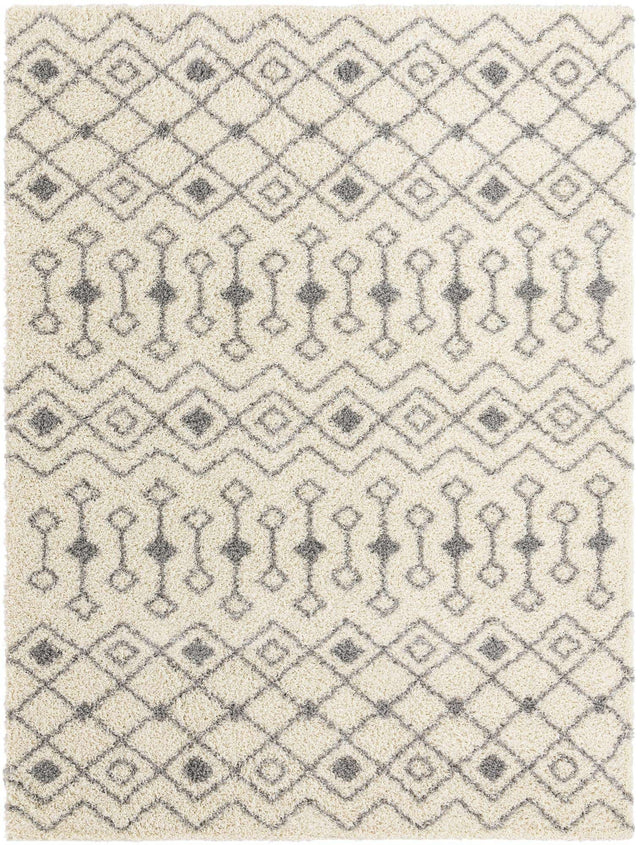 Ivory 9' x 12' Moroccan Trellis Shag Rectangle Area Rug Thick Soft Touch Fluffy & Plush Shaggy Pile 100% Polypropylene Geometric Traditional Carpet for Sale at Rug Engine