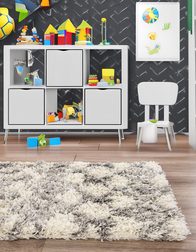 Ivory 3' 3 x 16' 5 Moroccan Trellis Shag Runner Area Rug Thick Soft Touch Fluffy & Plush Shaggy Pile 100% Polypropylene Geometric Traditional Carpet for Sale at Rug Engine