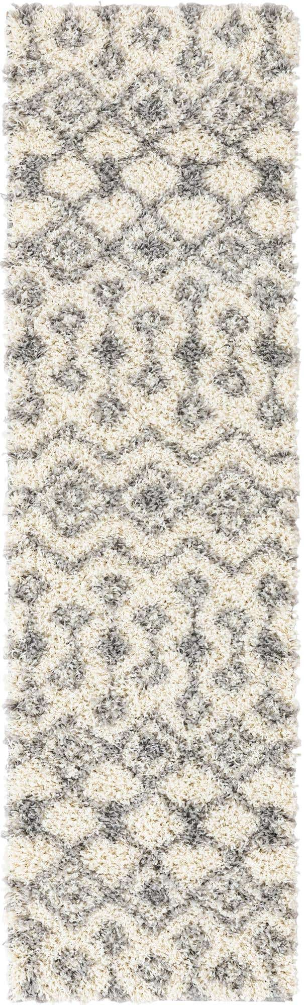 Ivory 2' x 7' 1 Moroccan Trellis Shag Runner Area Rug Thick Soft Touch Fluffy & Plush Shaggy Pile 100% Polypropylene Geometric Traditional Carpet for Sale at Rug Engine