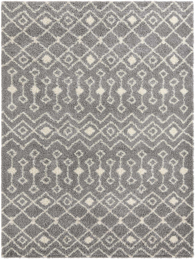 Gray 10' x 14' 1 Moroccan Trellis Shag Rectangle Area Rug Thick Soft Touch Fluffy & Plush Shaggy Pile 100% Polypropylene Geometric Traditional Carpet for Sale at Rug Engine