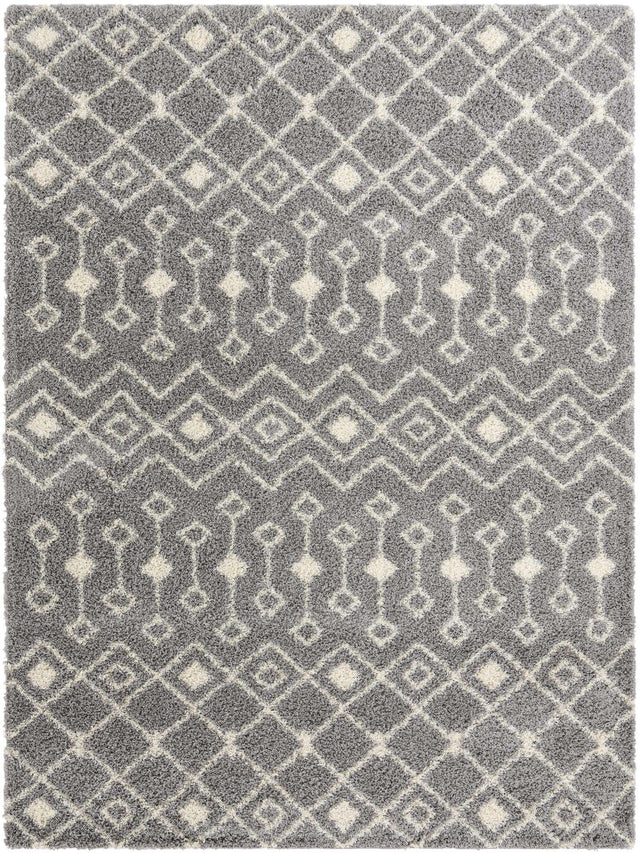 Gray 10' x 13' 1 Moroccan Trellis Shag Rectangle Area Rug Thick Soft Touch Fluffy & Plush Shaggy Pile 100% Polypropylene Geometric Traditional Carpet for Sale at Rug Engine