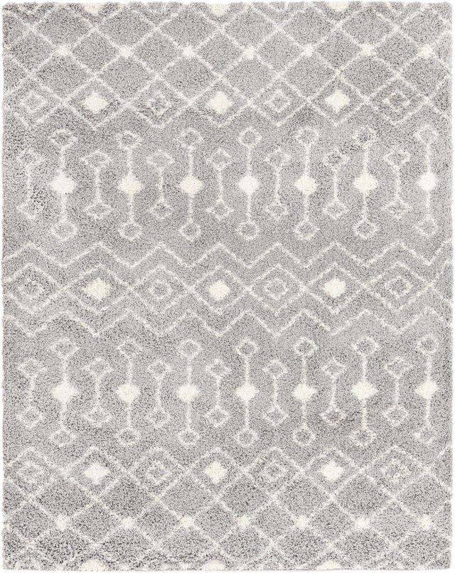 Gray 7' 10 x 10' Moroccan Trellis Shag Rectangle Area Rug Thick Soft Touch Fluffy & Plush Shaggy Pile 100% Polypropylene Geometric Traditional Carpet for Sale at Rug Engine