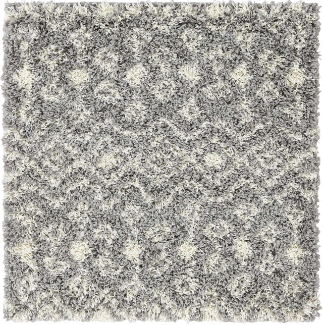 Gray 3' 1 x 3' 1 Moroccan Trellis Shag Square Area Rug Thick Soft Touch Fluffy & Plush Shaggy Pile 100% Polypropylene Geometric Traditional Carpet for Sale at Rug Engine