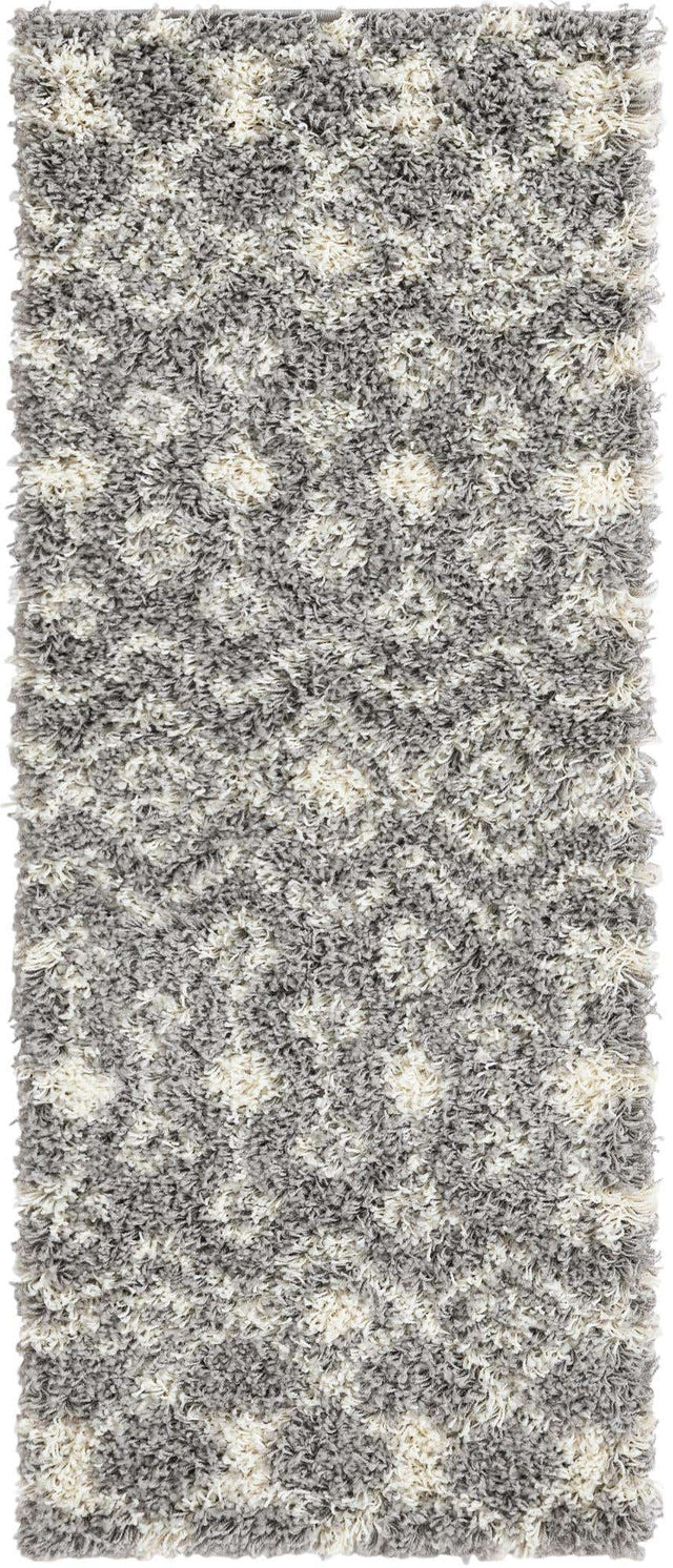 Gray 2' x 5' 1 Moroccan Trellis Shag Runner Area Rug Thick Soft Touch Fluffy & Plush Shaggy Pile 100% Polypropylene Geometric Traditional Carpet for Sale at Rug Engine