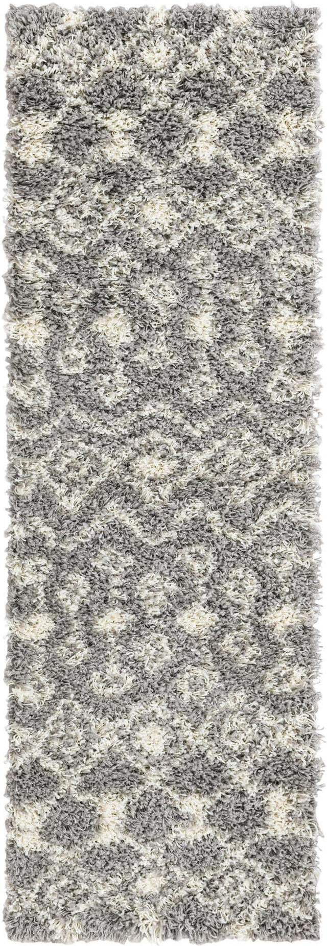 Gray 2' x 6' 1 Moroccan Trellis Shag Runner Area Rug Thick Soft Touch Fluffy & Plush Shaggy Pile 100% Polypropylene Geometric Traditional Carpet for Sale at Rug Engine