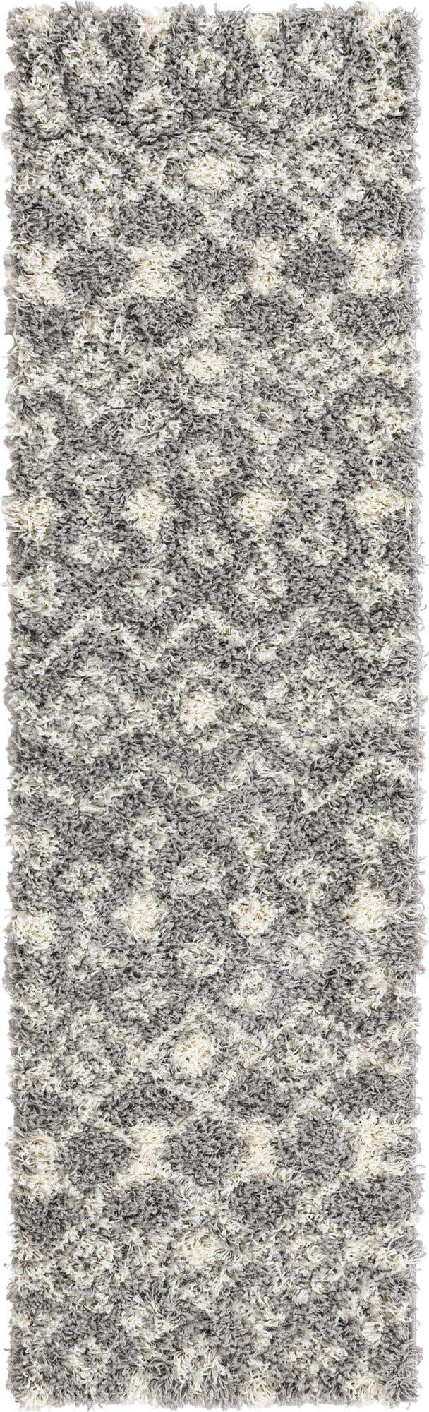 Gray 2' x 7' 1 Moroccan Trellis Shag Runner Area Rug Thick Soft Touch Fluffy & Plush Shaggy Pile 100% Polypropylene Geometric Traditional Carpet for Sale at Rug Engine