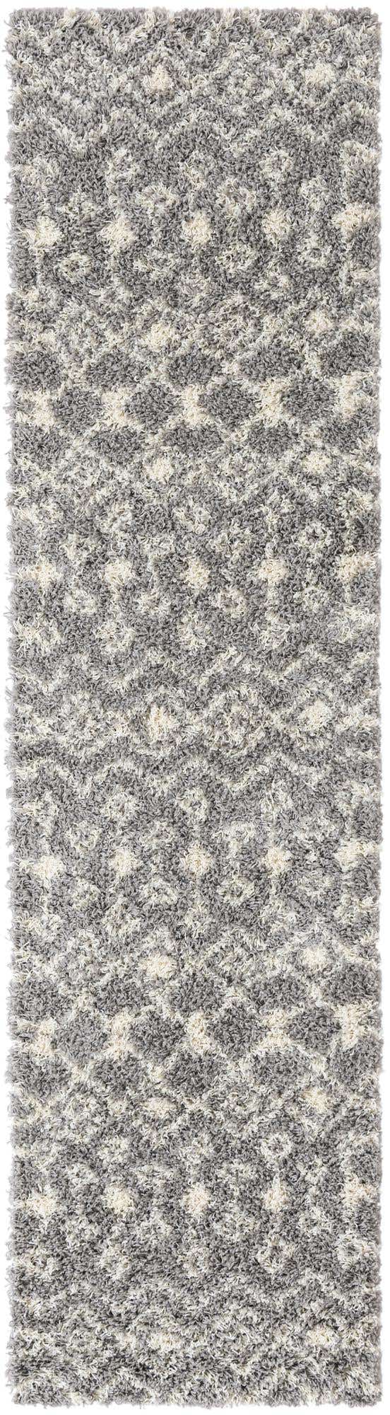 Gray 2' 7 x 10' Moroccan Trellis Shag Runner Area Rug Thick Soft Touch Fluffy & Plush Shaggy Pile 100% Polypropylene Geometric Traditional Carpet for Sale at Rug Engine