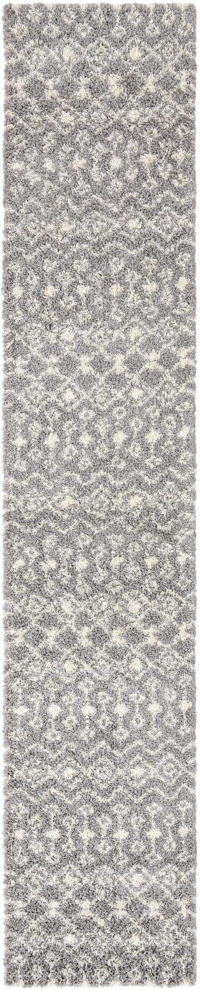 Gray 3' 3 x 16' 5 Moroccan Trellis Shag Runner Area Rug Thick Soft Touch Fluffy & Plush Shaggy Pile 100% Polypropylene Geometric Traditional Carpet for Sale at Rug Engine