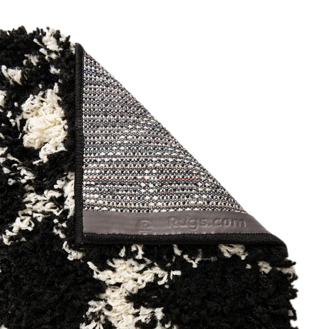 Black and White 6' 1 x 6' 1 Moroccan Trellis Shag Square Area Rug Thick Soft Touch Fluffy & Plush Shaggy Pile 100% Polypropylene Geometric Traditional Carpet for Sale at Rug Engine