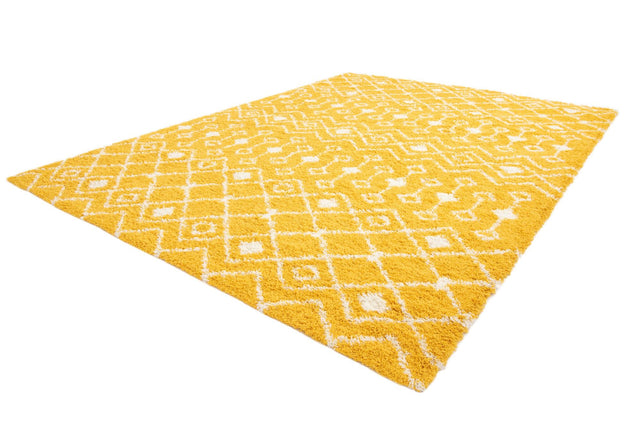 Yellow 10' x 14' 1 Moroccan Trellis Shag Rectangle Area Rug Thick Soft Touch Fluffy & Plush Shaggy Pile 100% Polypropylene Geometric Traditional Carpet for Sale at Rug Engine