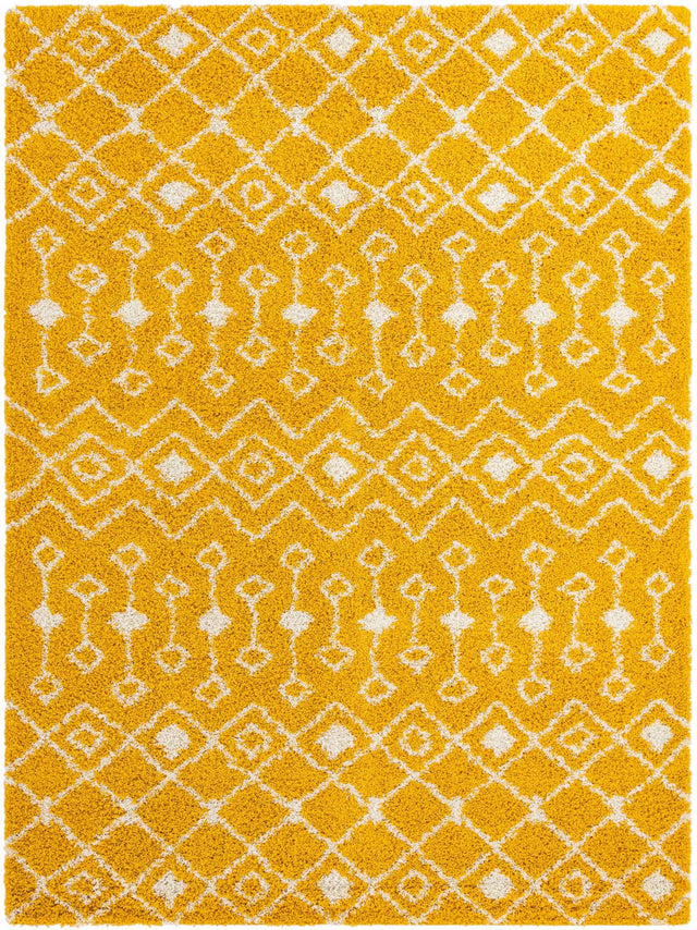 Yellow 10' x 13' 1 Moroccan Trellis Shag Rectangle Area Rug Thick Soft Touch Fluffy & Plush Shaggy Pile 100% Polypropylene Geometric Traditional Carpet for Sale at Rug Engine